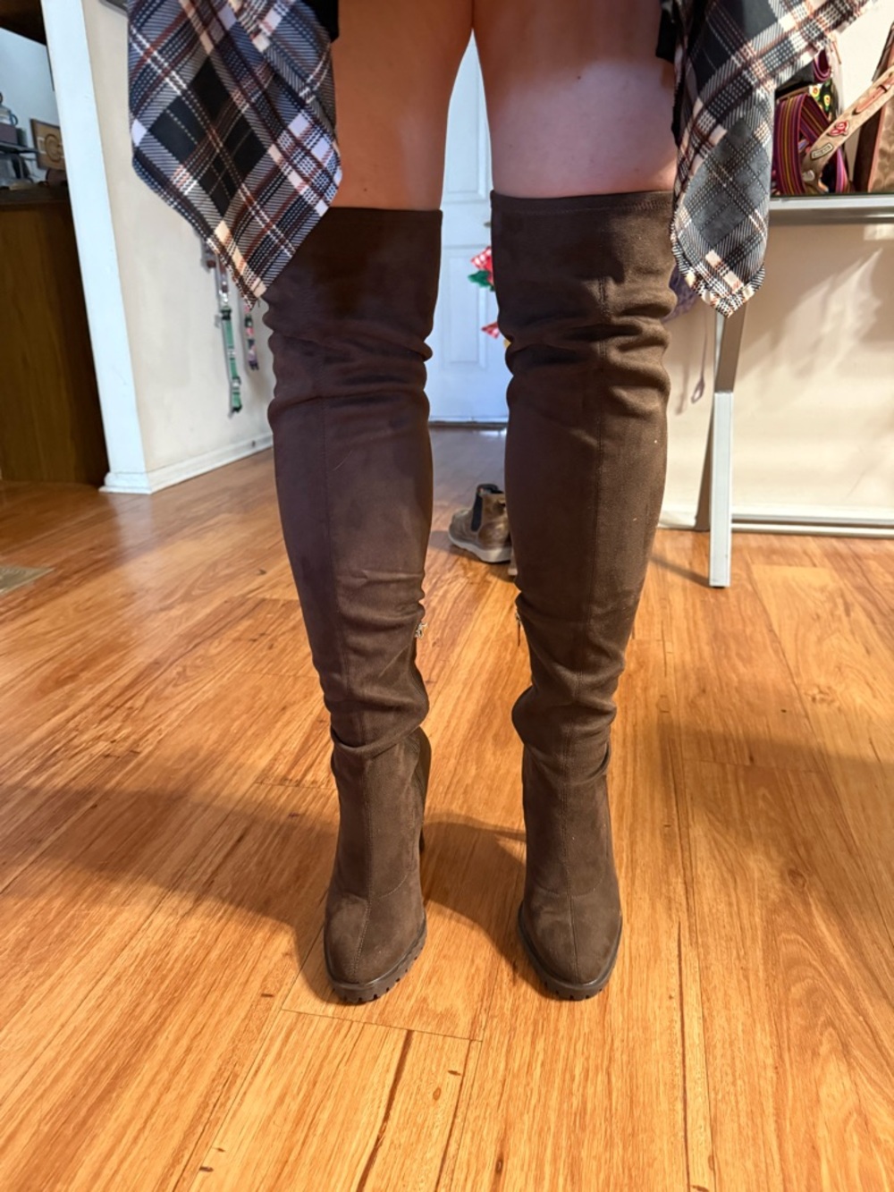Jennifer Lopez Dark Brown Over-the-Knee Suede Boots